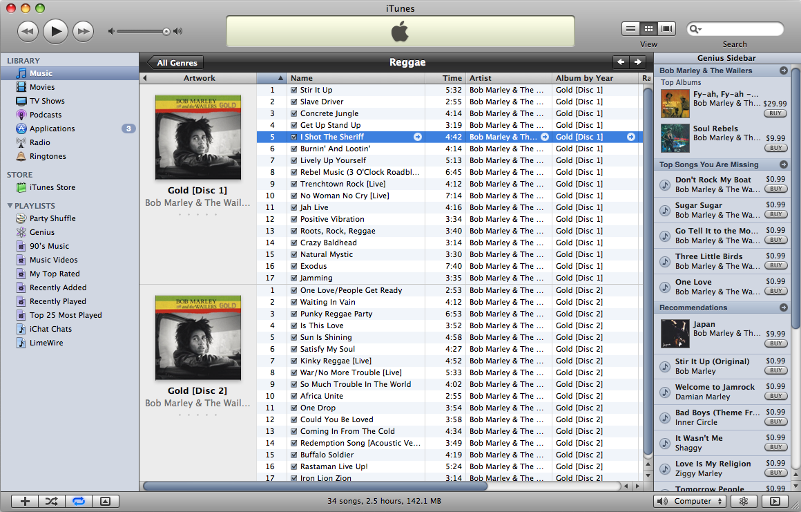 iTunes 8 Music Library List (2008)
